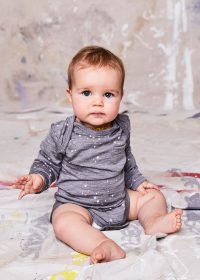 Merino Blake Bodysuit - Grey Marle Stars