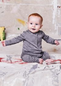Remy Sleepsuit Grey Stars Merino All In One