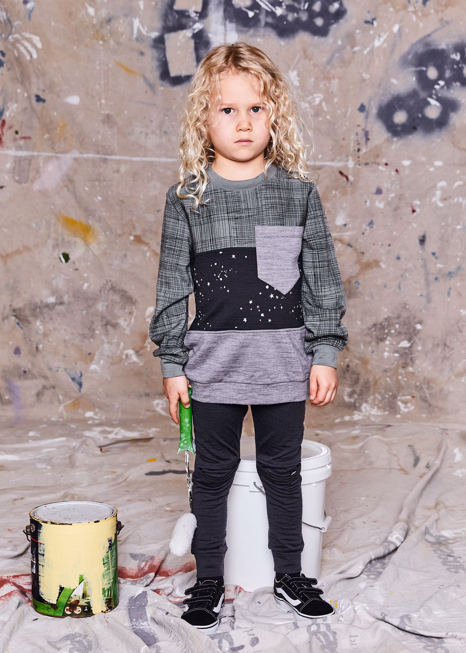 Merino Ryker Sweatshirt - Olive Crosshatch