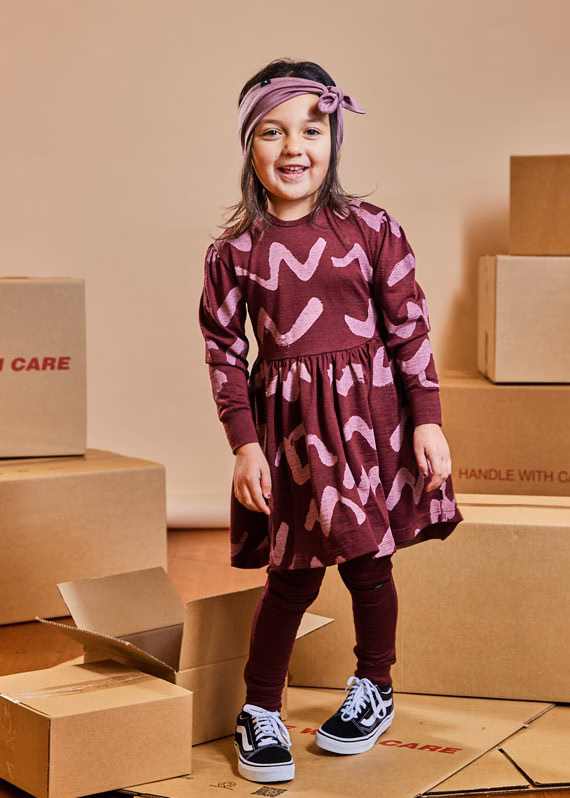 Merlot Grafitti Merino Emilia Swing Dress