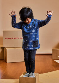 Denim Marle Stipple - Merino Lincoln Thumbhole Top