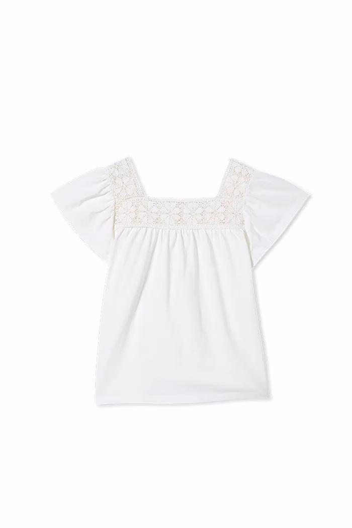White Crochet Detail Tee