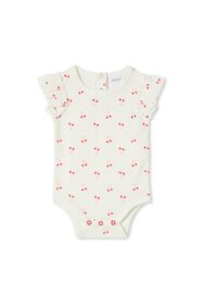 White Cherry Short Sleeved Bodysuit