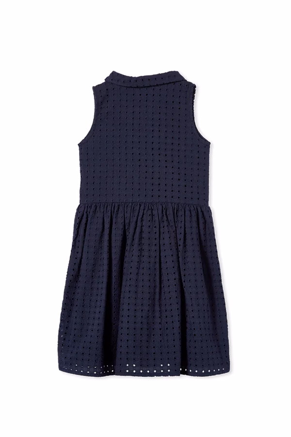 Navy Broderie Dress - Image 2