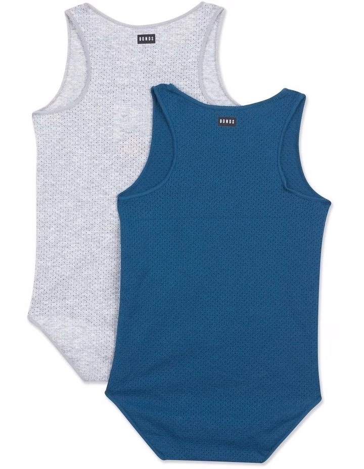 Singletsuit 2 pk - Bonds Wondercool Eyelet Grey/McDreamy - Image 2