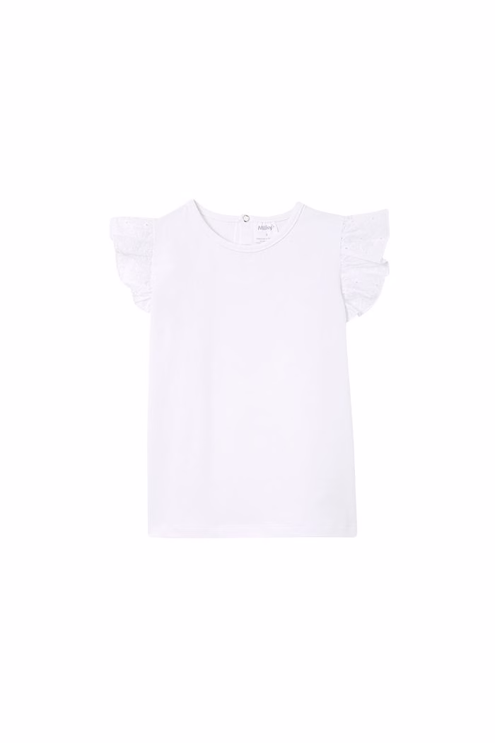 White Broderie Frill Tee