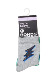 Stay On Crew Socks - 2 Pack - Grey Lightening/Green