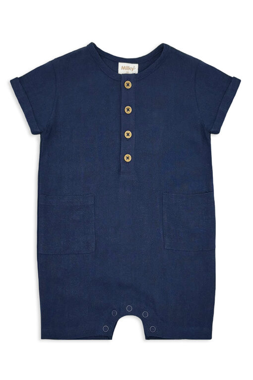 Blue Linen Romper