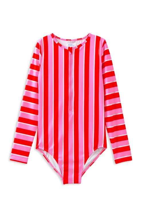 Candy Stripe Long Sleeve Swimsuit