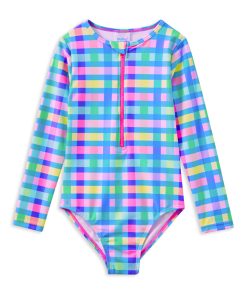Picnic Check Long Sleeve Swimsuit