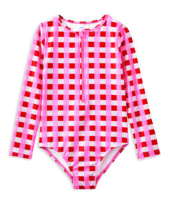 Lollipop Check Long Sleeve Swimsuit