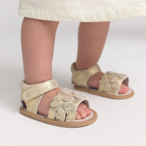 Gold Sparkle Heart Sandals - Image 4