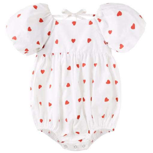 Love Hearts Puff Sleeve Romper